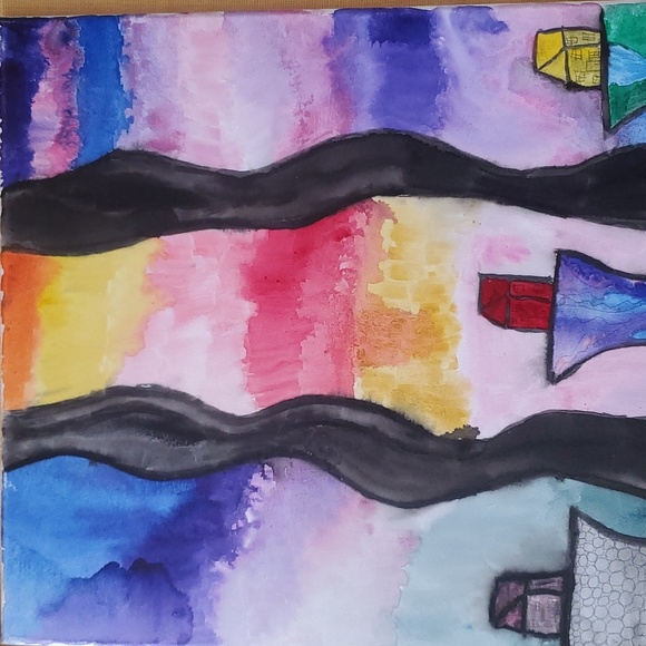 HAND PAINTED ABSTRACT ART WORK - Picture 4 of 4